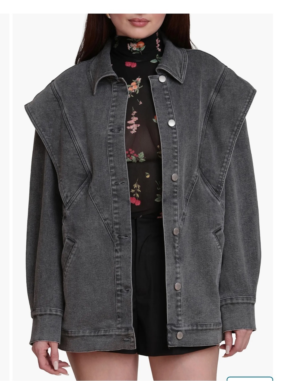 Avec Les Filles Washed Gray Denim Jacket